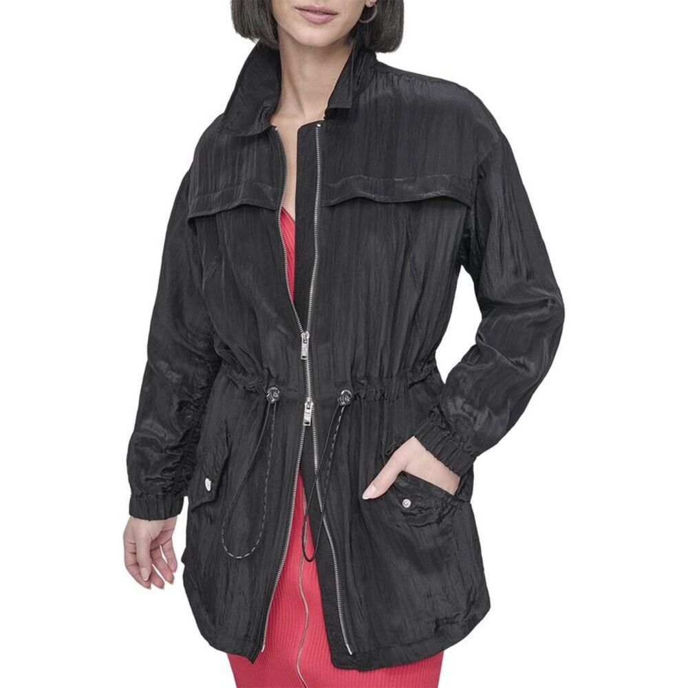 Dkny Womens  Textured Anorak Jacket, White